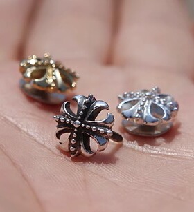 925银十字架罗心菊花钉纯银财布钉 皮具四合扣财布扣五金配件定做