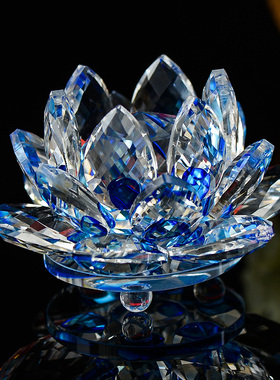 中式风客厅书房摆件供佛水晶莲花