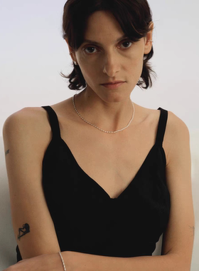 BIAS GUIDE 浮影盈盈天然淡水珍珠米珠拼接项链925纯银简洁锁骨链