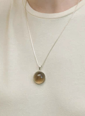 LOOM 茶晶几何珍宝项链 轻奢天然石水晶纯银蛇骨链W13