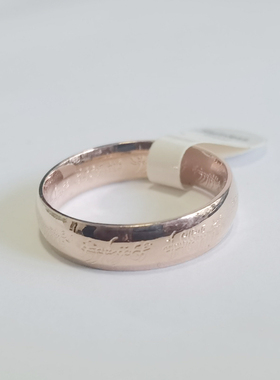 清仓处理 6mm宽 玫瑰金内外圈凹陷文字 魔戒 不锈钢戒指
