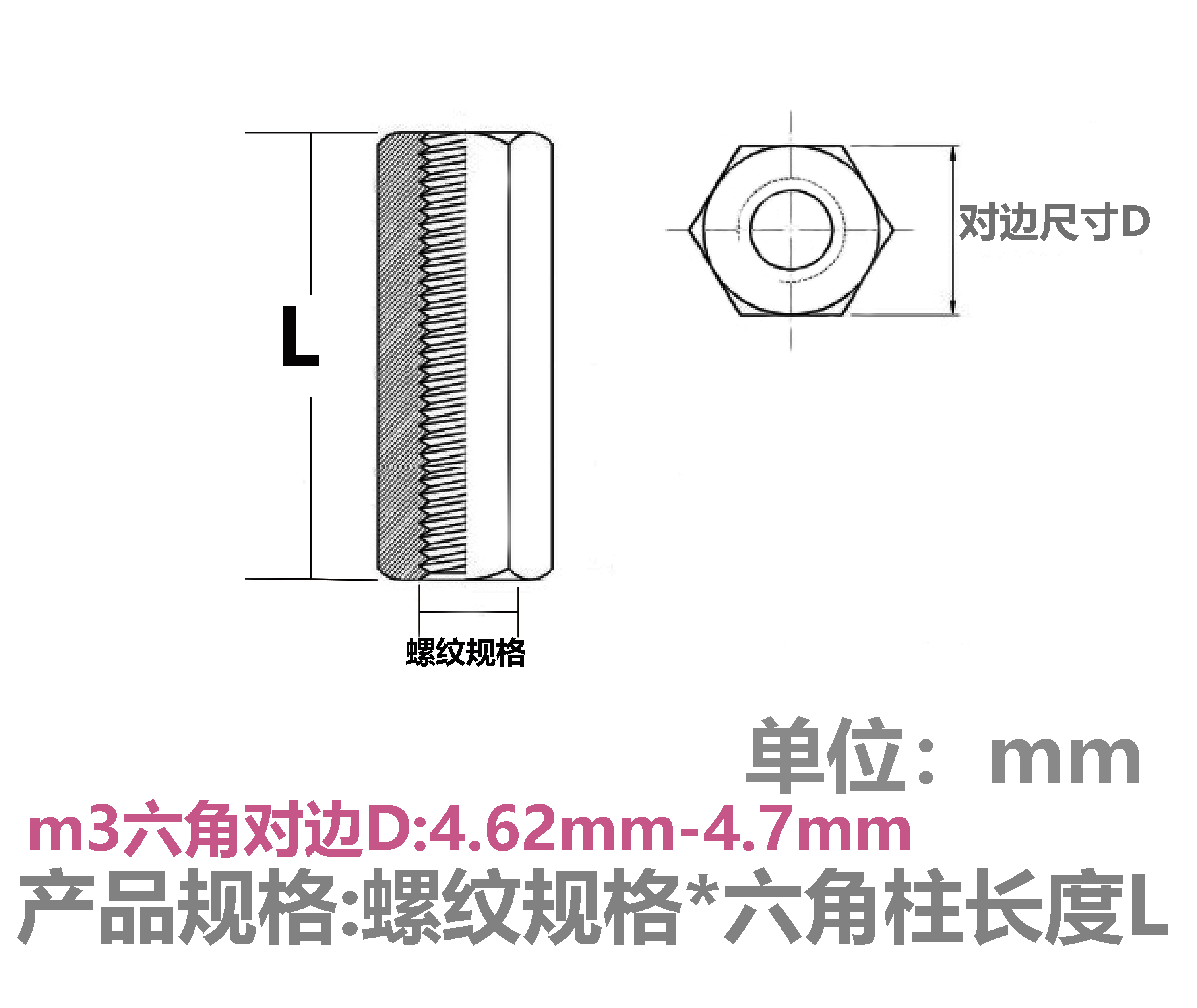 六角双通铜柱M2M2.5M3M4*5/*6主板机箱隔离柱支撑柱空心螺母螺柱