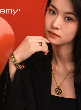 非遗传承手绘画珐琅保真首饰手镯