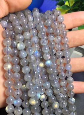 diy天然灰月光石半成品散珠