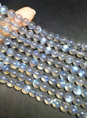 diy天然灰月光拉长石半成品散珠