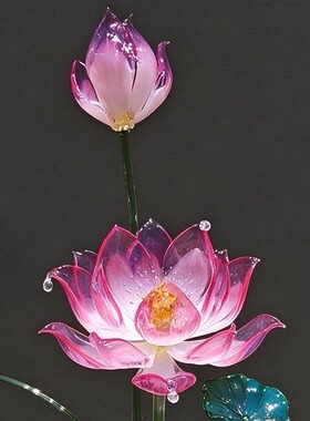 金红琉璃荷花新居供台摆件