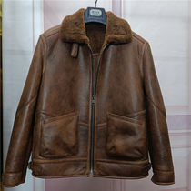 Sheep Leather Leather Leather Clothing Mens Casual Jacket Original Eco Fur Integrated b3 Leather Jacket Plus Suede Thickened Winter