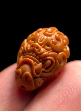 兽面橄榄核三通文玩佛头