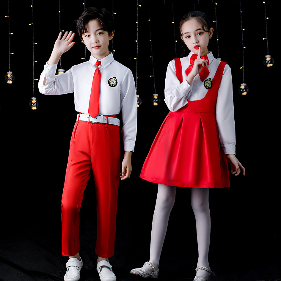 六一儿童大合唱演出服中小学生歌唱祖国红歌朗诵比赛礼服表演服装