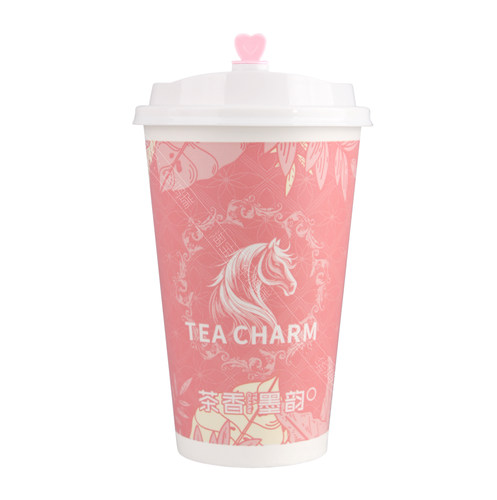 一次性加厚粉色奶茶杯热饮杯子咖啡杯商用纸杯奶茶店专用定制logo - 图3