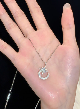 Lucky K S925纯银韩版星月相伴项链女ins冷淡风气质八芒星锁骨链