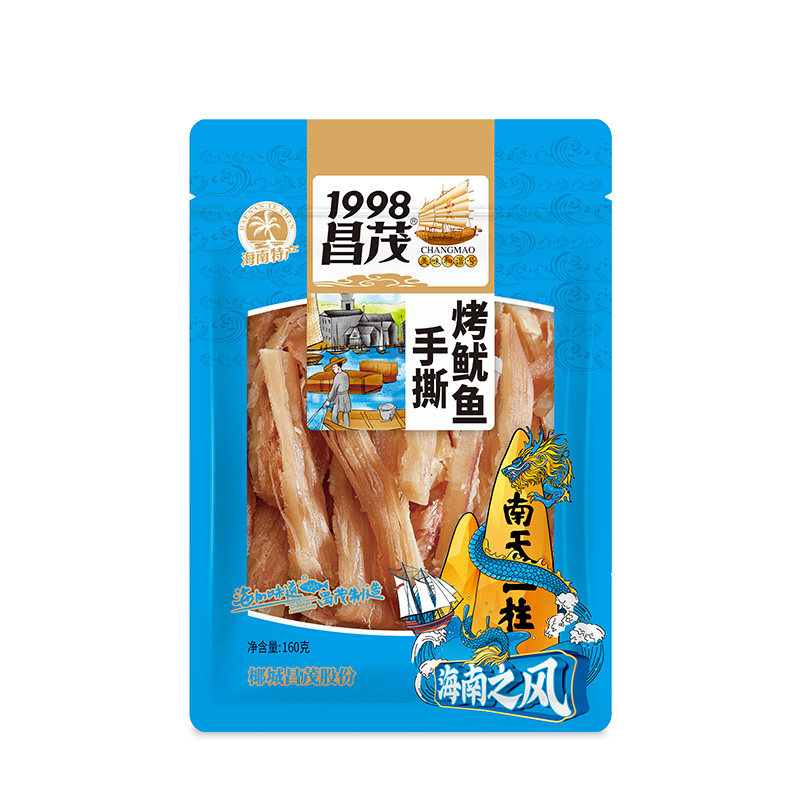 海南特产昌茂手撕烤鱿鱼条160g*2袋海鲜零食干货墨鱼条鱿鱼丝食品 - 图3