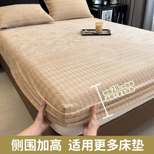 牛奶绒床笠单件秋冬季加厚席梦思床垫保护罩套珊瑚绒床单2024新款 - 图3