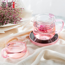 Elegant glass flower teapot with filter heating insulated suit heat-resistant high temperature women tea tea set Home thermostatic Bag