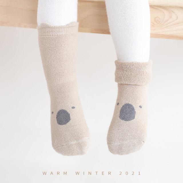 ລະດູຫນາວຫນາ terry ອົບອຸ່ນກາງcalf non-slip socks ກາຕູນ