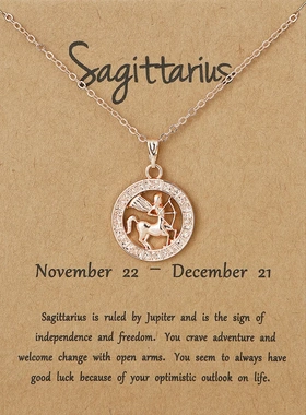 New 12 Zodiac Sign Round Pendant Chain Necklace For Women