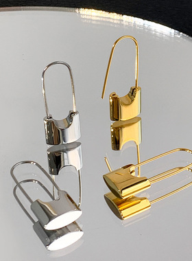 Minimalist Metallic Cold Style Earrings Stylish Pin Lock