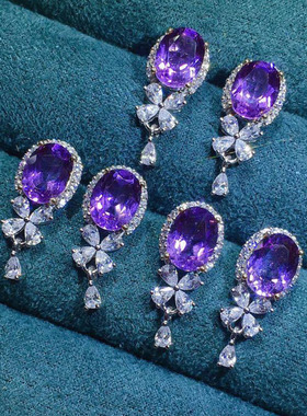 Brilliant Amethyst Earrings Temperament Versatile Simple