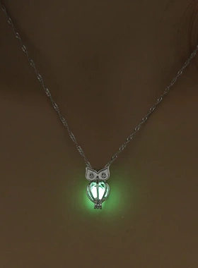 Luxury Glow In The Dark Owl Necklaces luminous Hollow Pearl