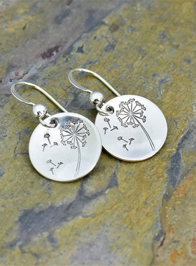 Simple Retro Round Dandelion Earrings Court Earrings Single