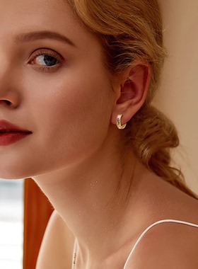 Stylish Dainty Circle Earrings Female Versatile Gold Color