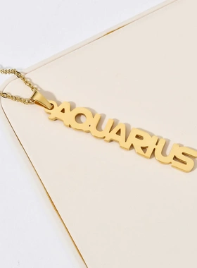 Stainless Steel Zodiac Letter Necklace For Women 12