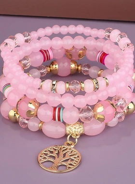 4Pcs Tree Of Life Charm Bracelet Set For Women Handmade