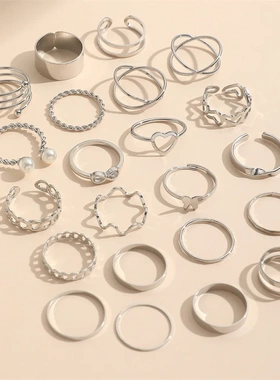 Bohemian Geometric Knuckle Rings Set For Women Silver Color