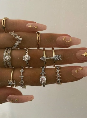 9pcs/Set Bohemian Hollow Heart Knuckle Finger Rings Set For