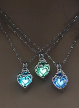 Openwork Love Heart luminous necklaces Fashion Glow In The
