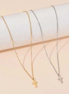 Stainless Steel Cross Necklace For Women Gold Silver Color