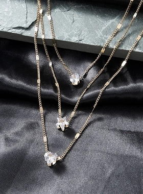 Trendy Zircon Pendant Necklace For Women Multilayer Chain