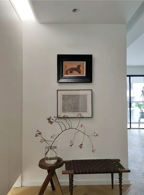 法式中古风装饰画客厅玄关高级感挂画小众复古常玉金钱豹餐厅壁画
