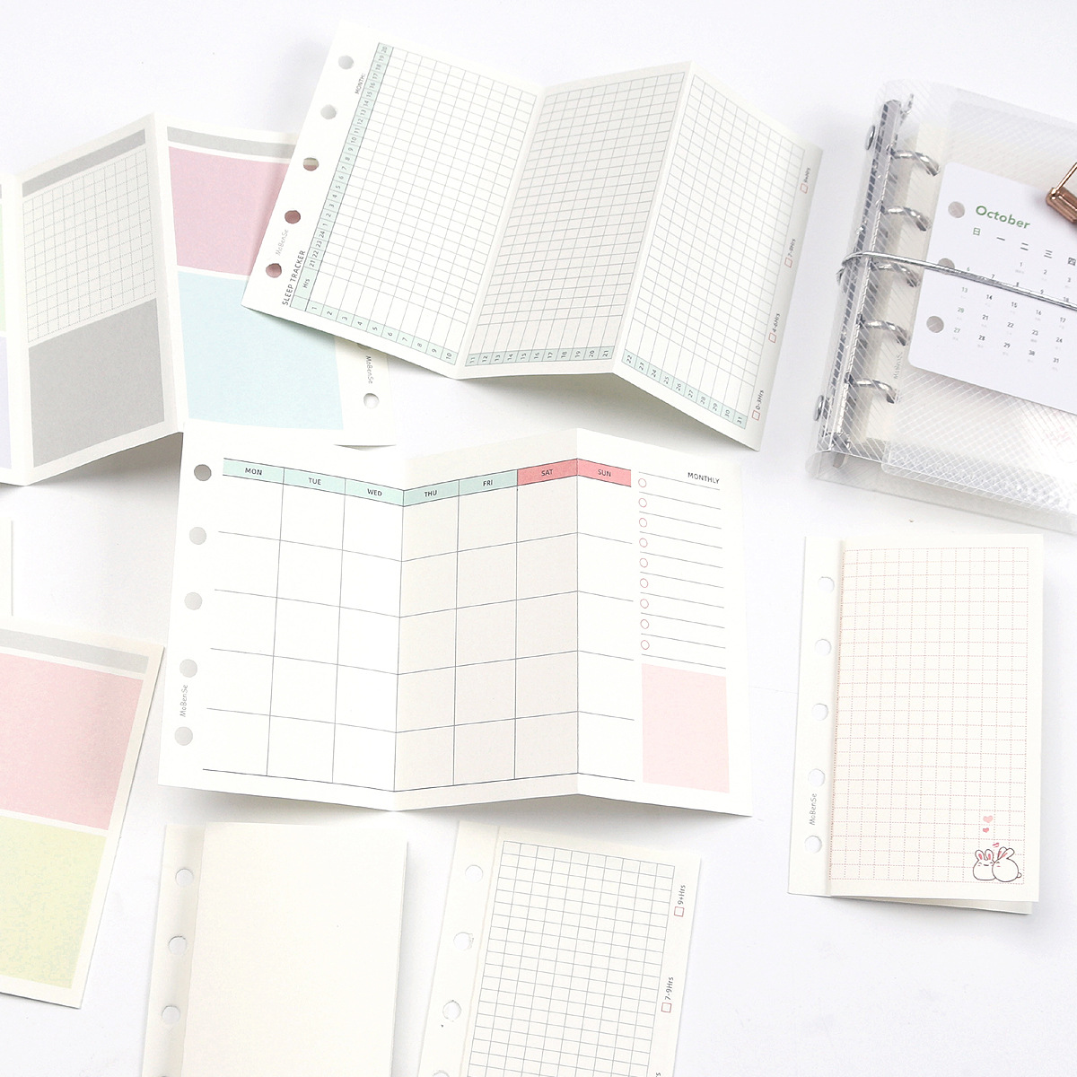 A8/M5活页彩色替芯 芯合辑手账本5孔活页待办日周月计划活页纸 - 图0