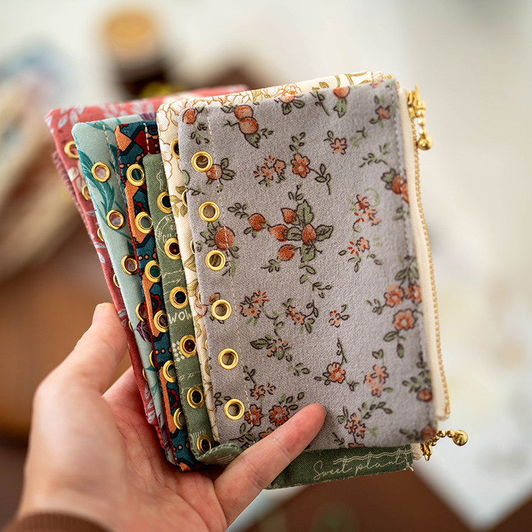 国产花布艺活页拉链袋拉链包手账本配件六孔布艺手账收纳包收纳袋,淘宝优惠券,粉丝福利购,淘宝优惠卷