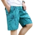 Quần lớn bên ngoài mặc quần short cotton mùa hè quần nhà lỏng quần nam bình thường quần năm rưỡi - Quần short