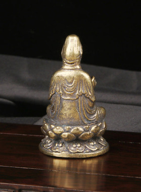 黄铜南海观音像桌面供奉摆件装饰