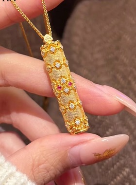 藏式黄铜镀金轻奢随身佛牌项链坠