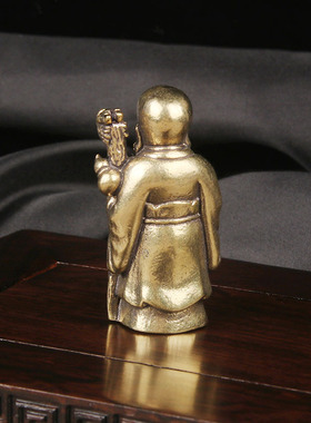 缘来由你实心黄铜寿星神像桌摆件