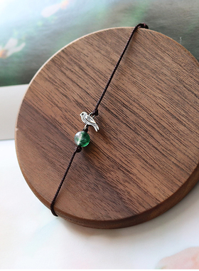 纯银知更鸟手绳女文艺百搭礼物