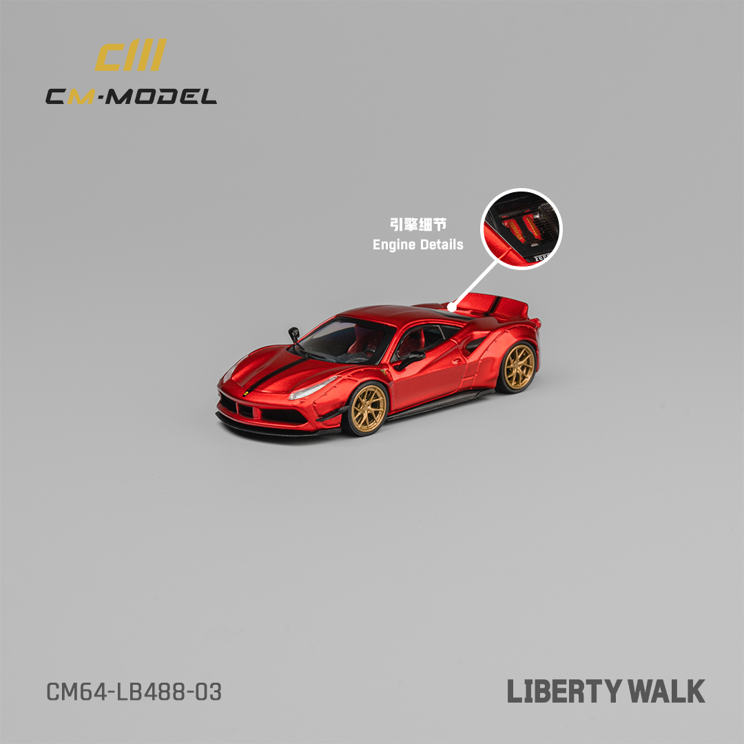 CM 1/64 LBWK 488 Widebody  Metallic red LB488 宽体金属红车模 - 图0