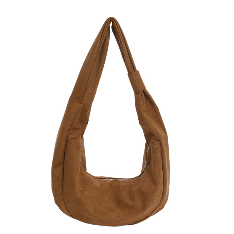 松弛感宽肩带包包女式2026新款秋冬麂皮绒斜挎包大容量复古饺子包,淘宝优惠券,粉丝福利购,淘宝优惠卷