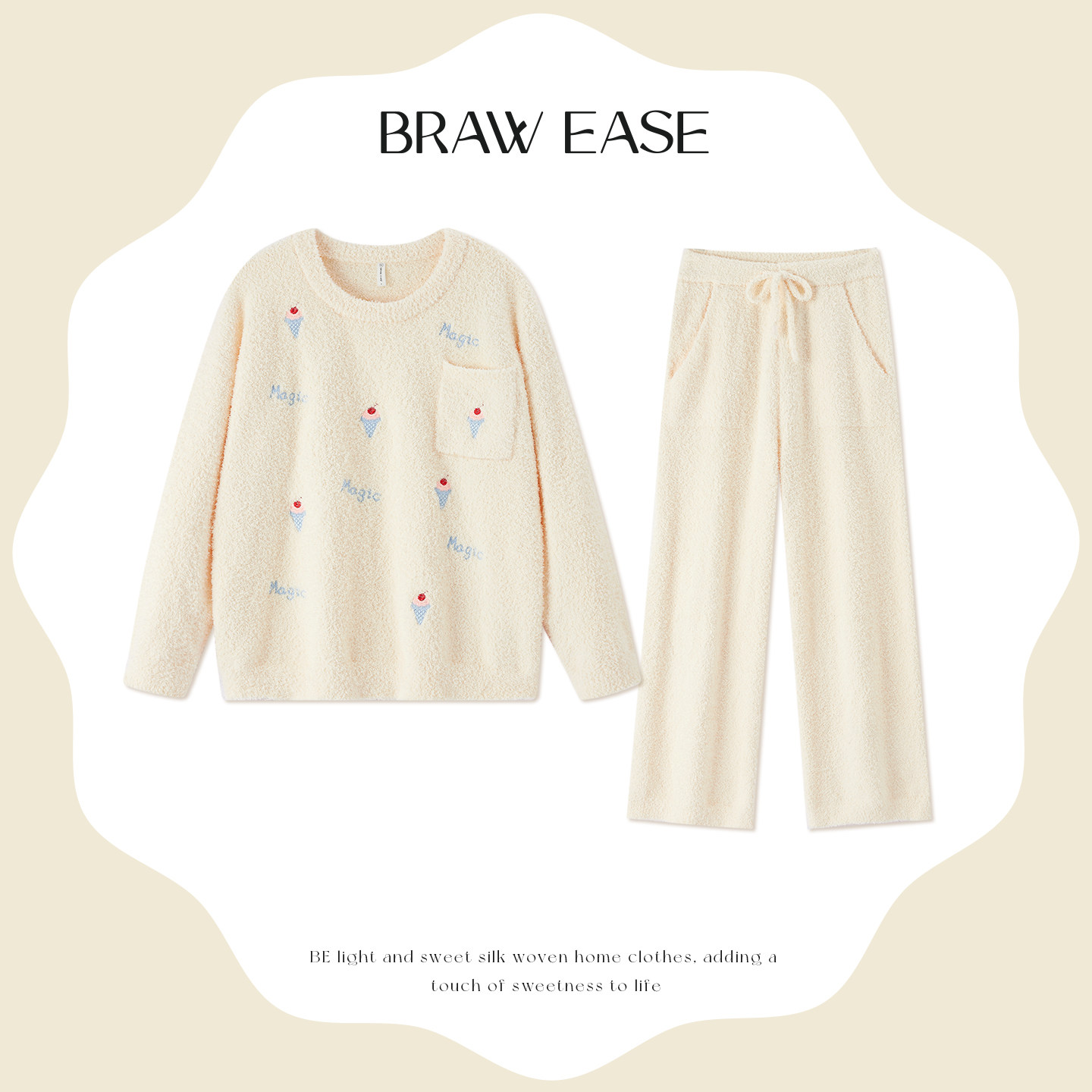 BE半边绒睡衣女冬季珊瑚绒家居服套装冬天加绒加厚可外穿秋奶fufu - 图3