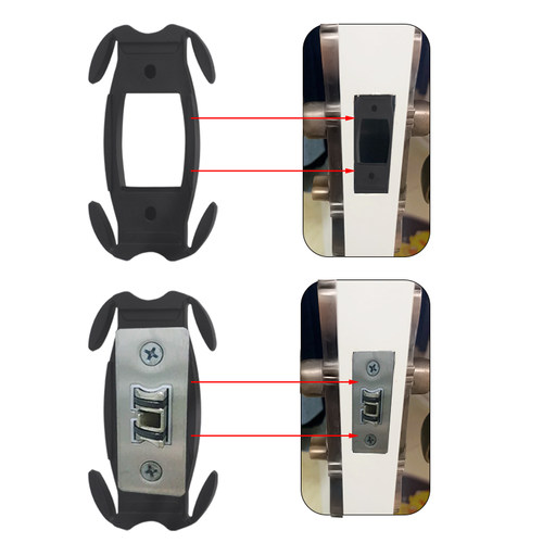 卫生间厕所浴室门锁舌固定盒锁舌铝合金门角码固定底座胶垫片配件 - 图2