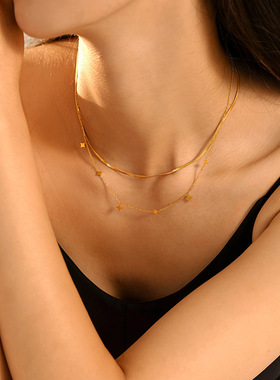 满天星锁骨链精致双层叠戴项链