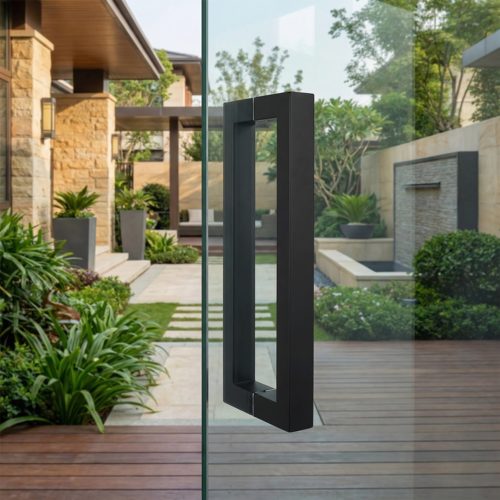 38正面方管厚不锈钢玻璃门大拉手办公室磨砂黑无框门推拉大门把手 - 图1