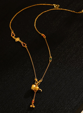 设计感中国风双钩流苏酒葫芦项链气质小众时尚饰品