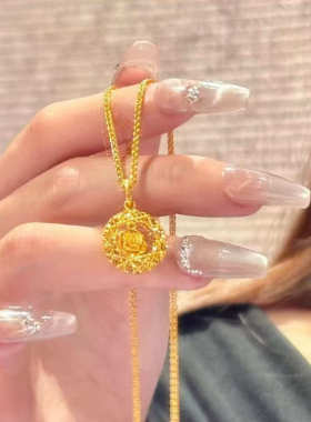 玫瑰花平安扣项链