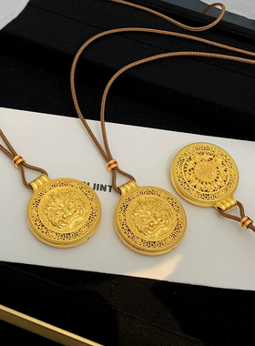 韦雪同款黄财神项链毛衣链