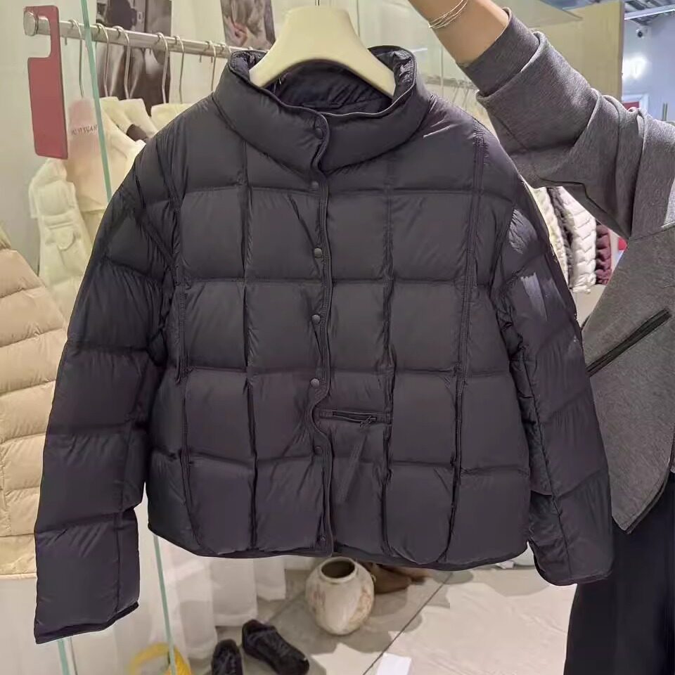 小个子轻薄短款羽绒服女2025冬季新款时尚立领显瘦白鸭绒保暖外套